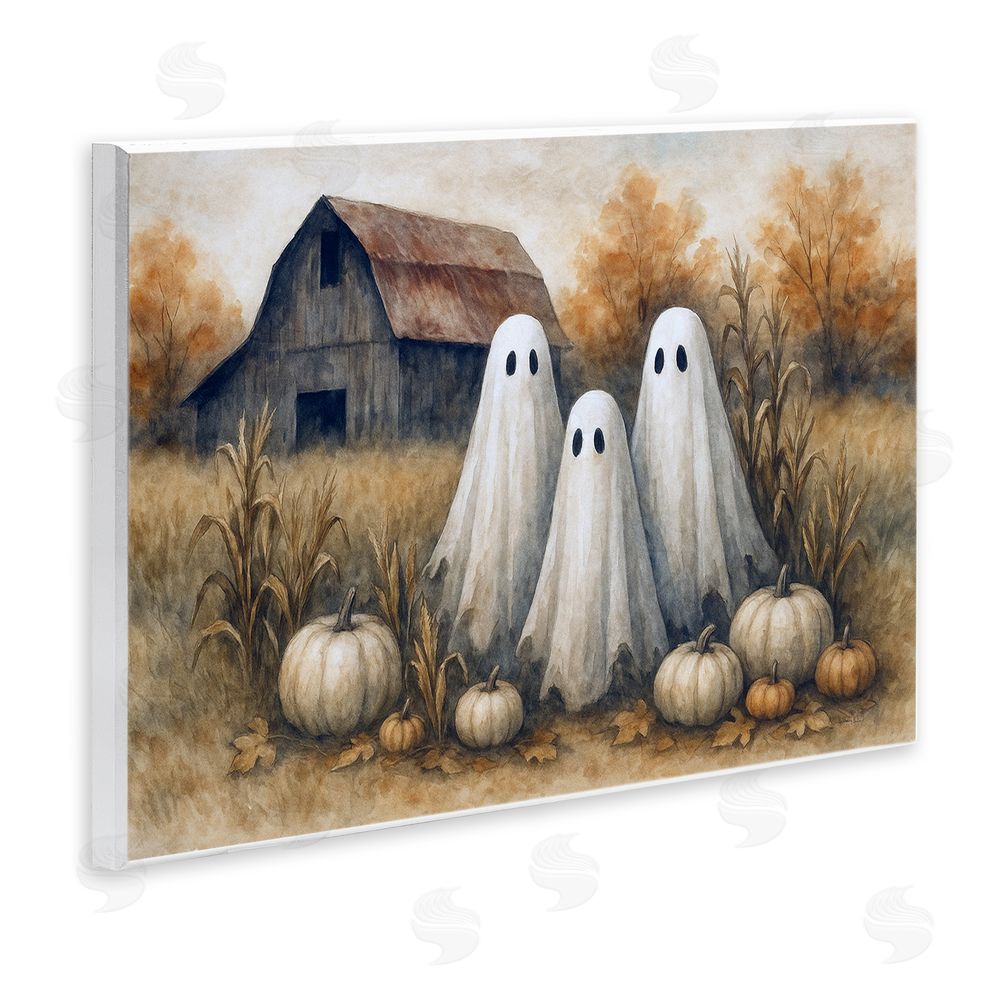 Antony Smith Ghost Trio on Pumpkin Farm Wall Plaque Art Print