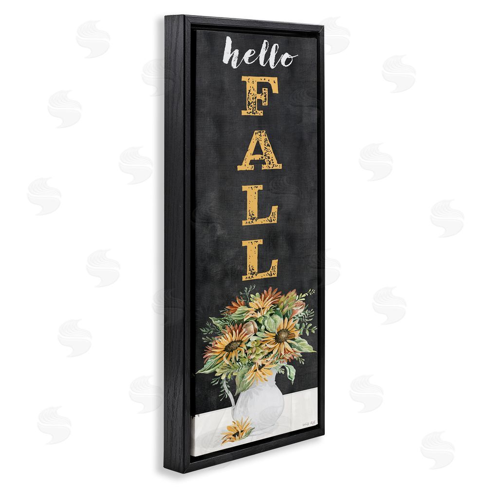 Cindy Jacobs Hello Fall Sunflower Bouquet Black Floating Frame Canvas Wall Art Print
