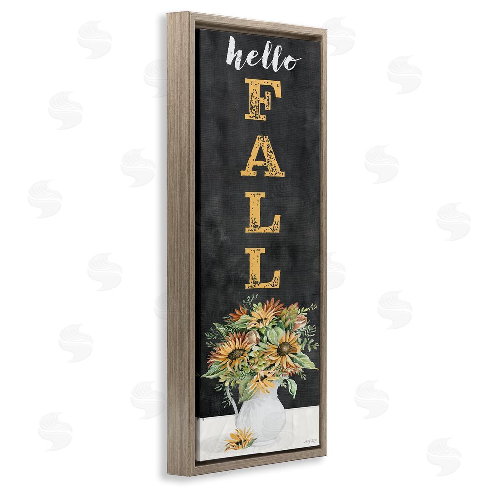 Cindy Jacobs Hello Fall Sunflower Bouquet Brown Floating Frame Canvas Wall Art Print