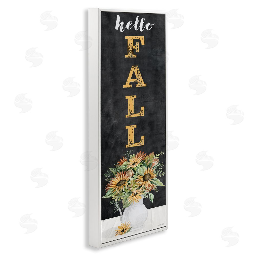 Cindy Jacobs Hello Fall Sunflower Bouquet White Framed Giclee Wall Art Print