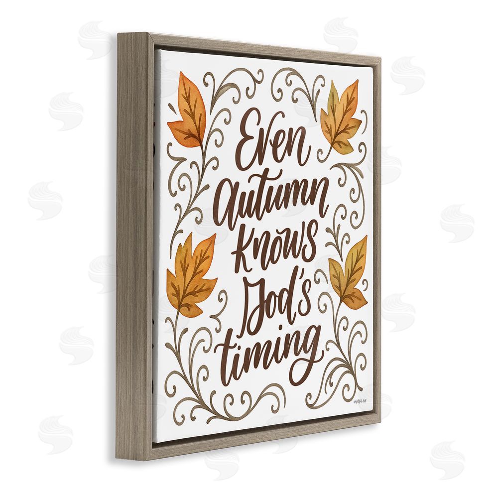 Imperfect Dust Even Autumn Knows God's Timing Brown Floating Frame Canvas Wall Art Print