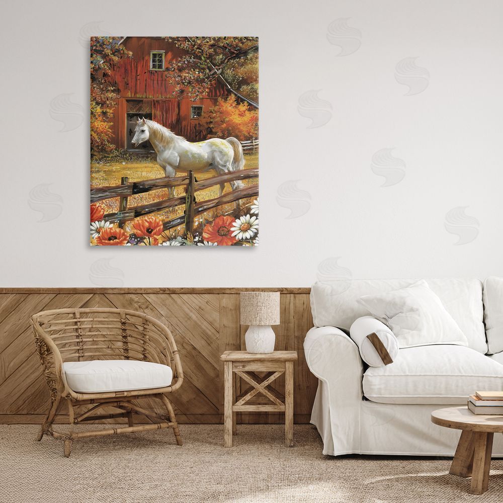Ed Wargo Country Horse Autumn Barn Canvas Art on Wall