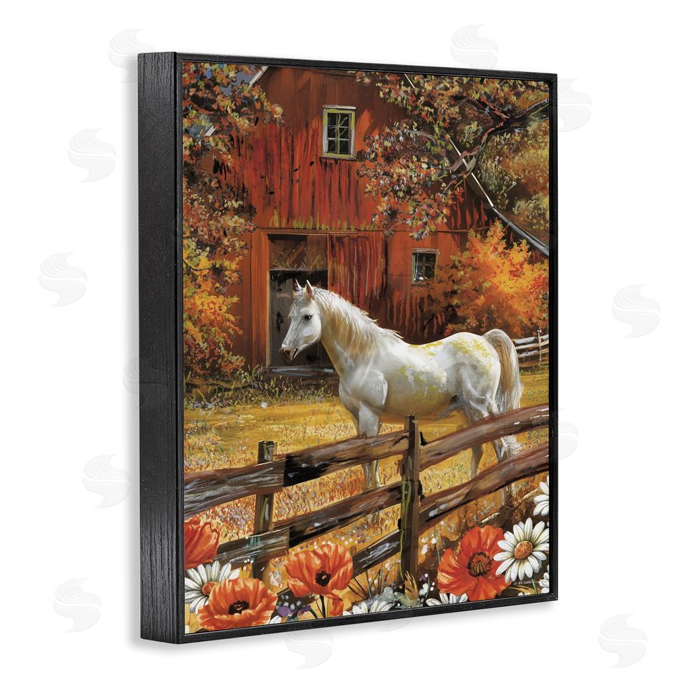 Ed Wargo Country Horse Autumn Barn Black Framed Giclee Wall Art Print