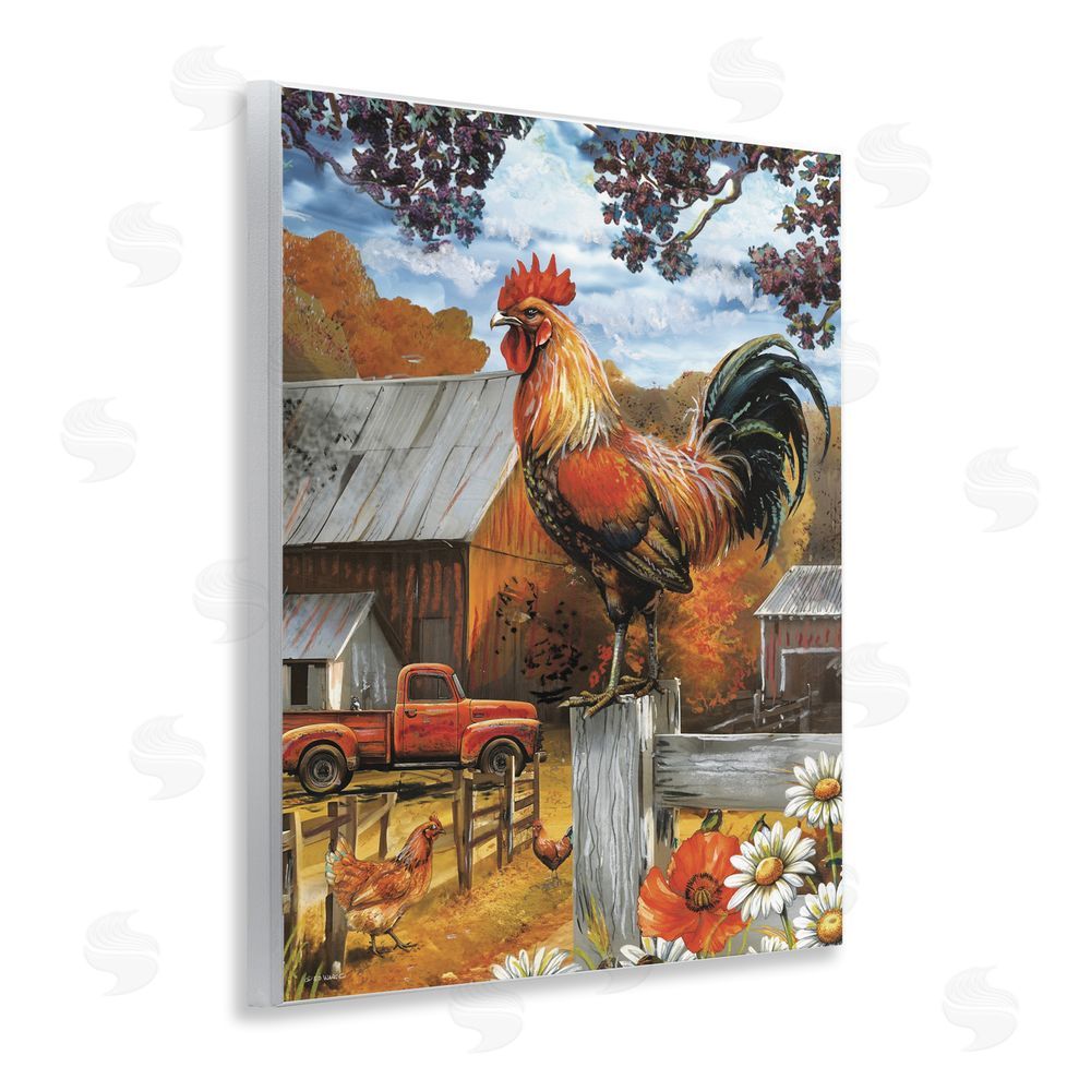 Ed Wargo Autumnal Perched Rooster Wall Plaque Art Print