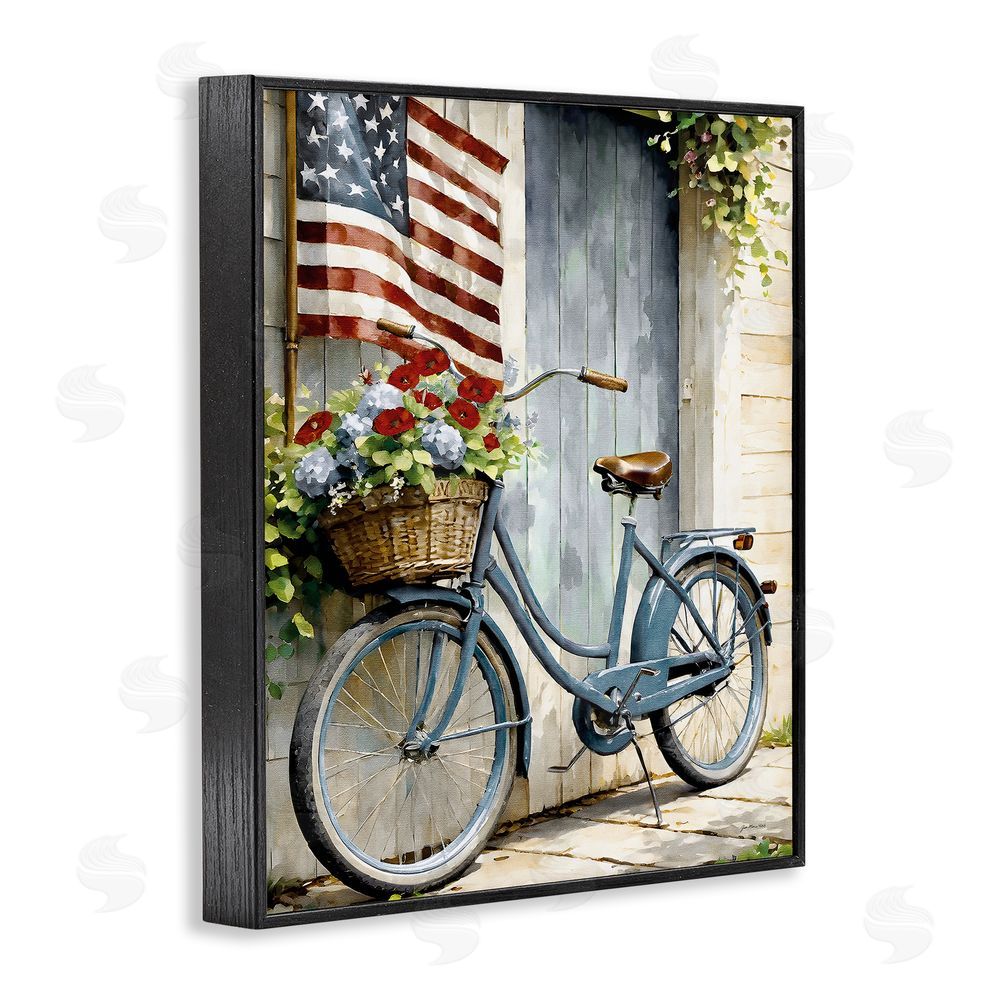 Jo Moulton Americana Summer Bicycle Basket Black Framed Giclee Wall Art Print