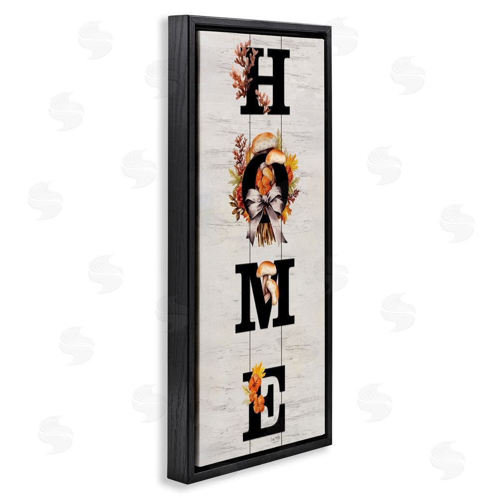 Lux + Me Designs Home with Rustic Mushrooms Black Floating Frame Canvas Wall Art Print