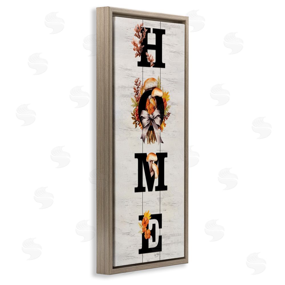 Lux + Me Designs Home with Rustic Mushrooms Brown Floating Frame Canvas Wall Art Print
