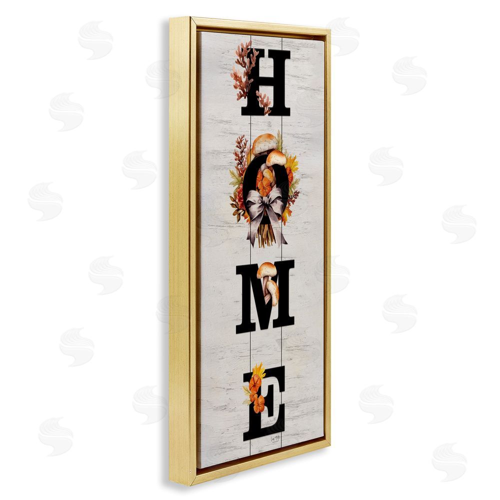 Lux + Me Designs Home with Rustic Mushrooms Gold Floating Frame Canvas Wall Art Print