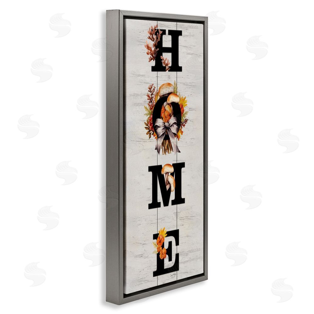 Lux + Me Designs Home with Rustic Mushrooms Gray Floating Frame Canvas Wall Art Print