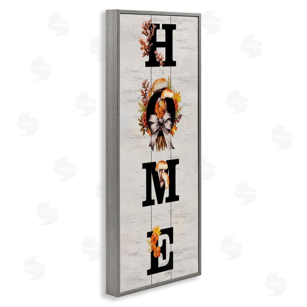 Lux + Me Designs Home with Rustic Mushrooms Gray Framed Giclee Wall Art Print