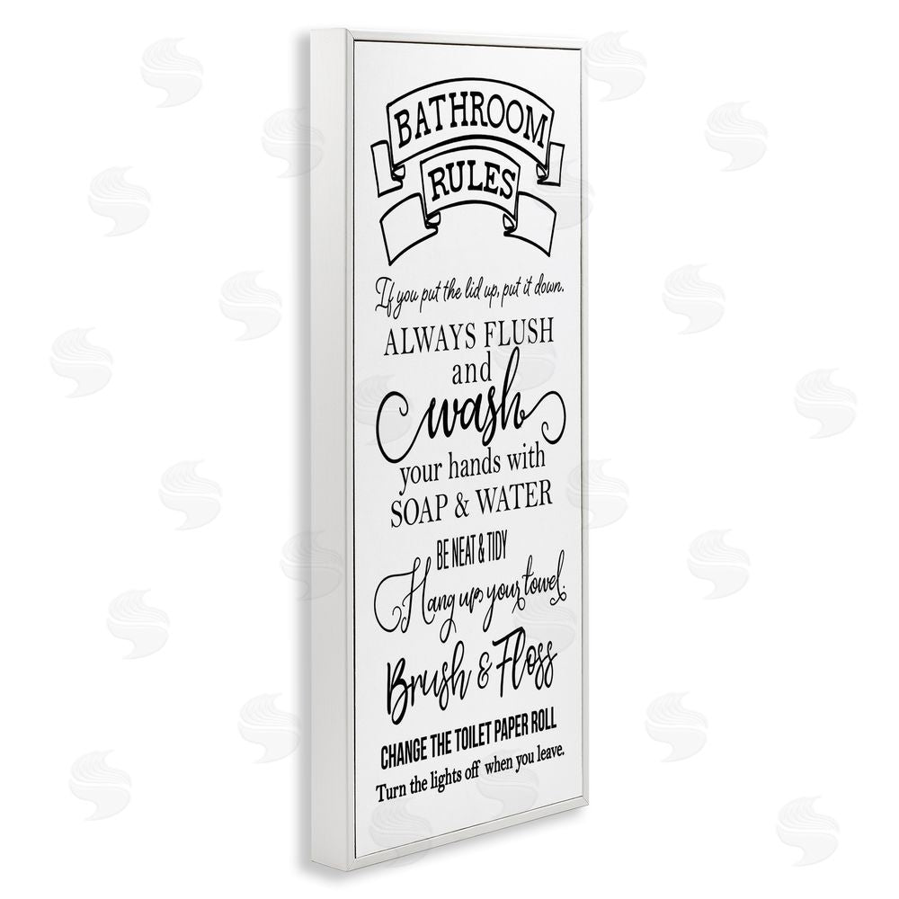 Masey St. Studios Bathroom Rules Simplicity White Framed Giclee Wall Art Print