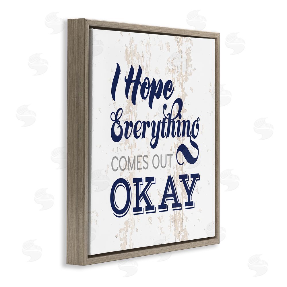 Masey St. Studios Bathroom Hope it Comes Out Ok Brown Floating Frame Canvas Wall Art Print