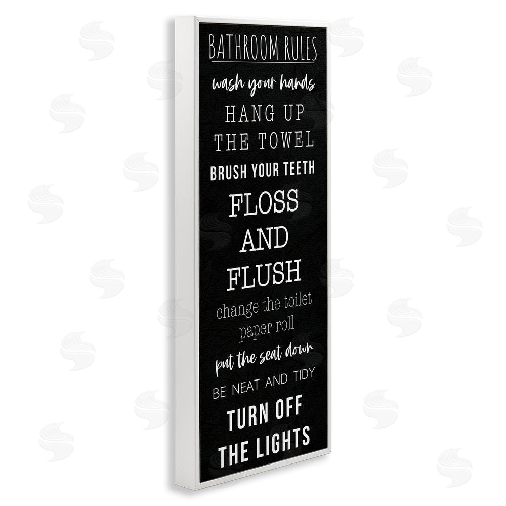 Masey St. Studios Bathroom Rules Over Black White Framed Giclee Wall Art Print