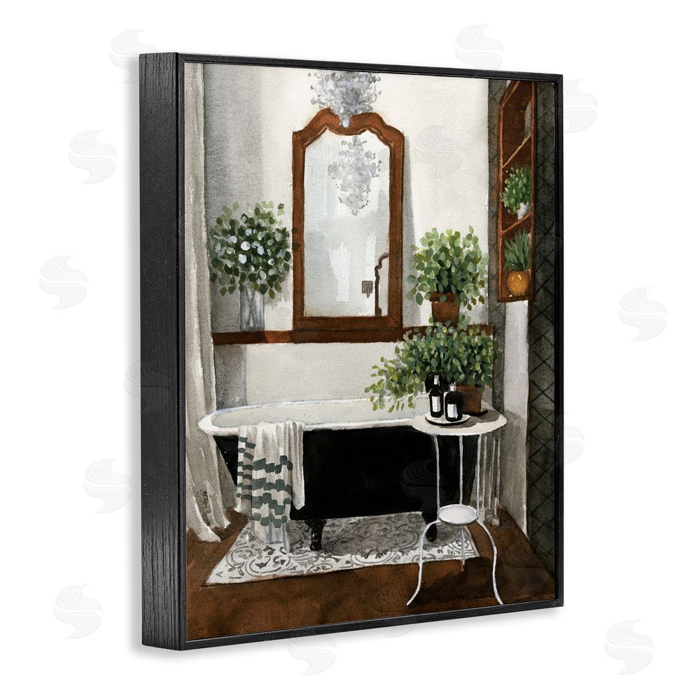 Masey St. Studios Clawfoot Tub with Lush Plants Black Framed Giclee Wall Art Print