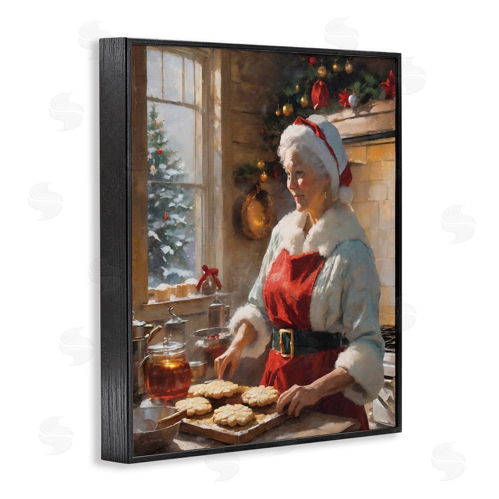 Jo Moulton Mrs. Claus Baking Cookies Black Framed Giclee Wall Art Print