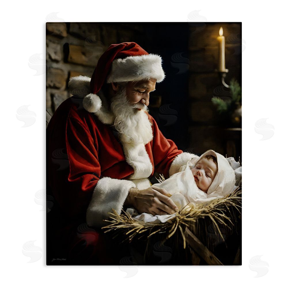 Jo Moulton Santa Claus & Baby Jesus Canvas Wall Art Print