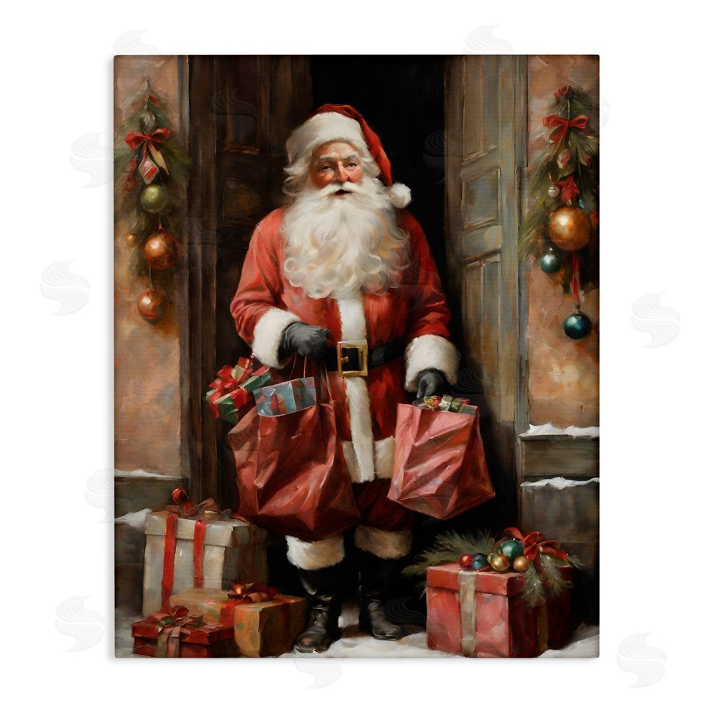 Jo Moulton Santa Claus on Doorstep Canvas Wall Art Print