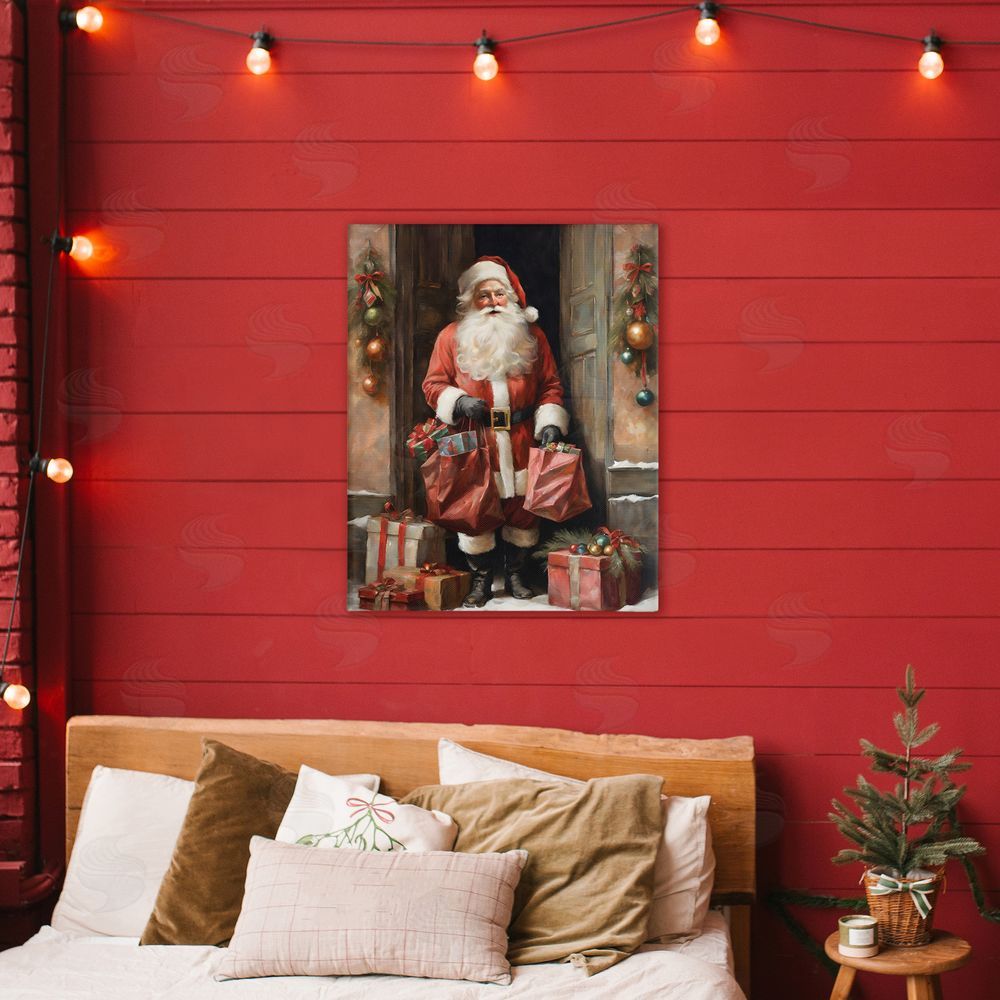 Jo Moulton Santa Claus on Doorstep Canvas Art on Wall