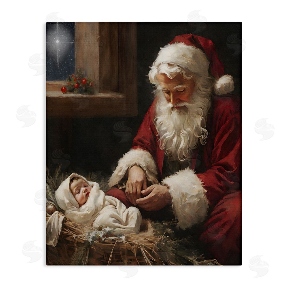 Jo Moulton Santa Believes with Baby Jesus Canvas Wall Art Print