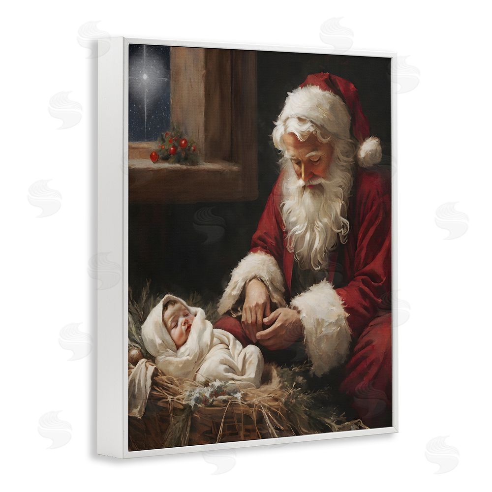 Jo Moulton Santa Believes with Baby Jesus White Framed Giclee Wall Art Print