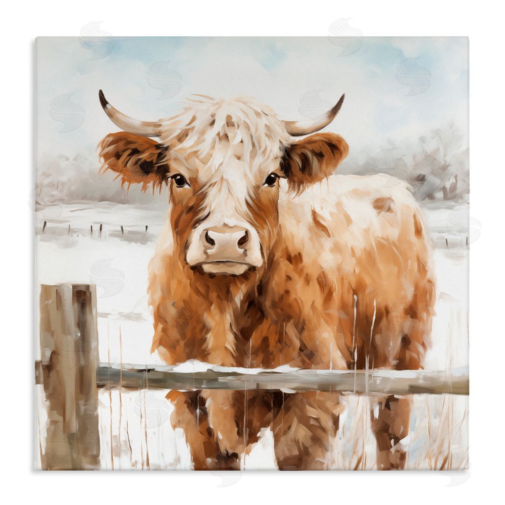 Heidi Kuntz Cattle at Snowy Fence Canvas Wall Art Print