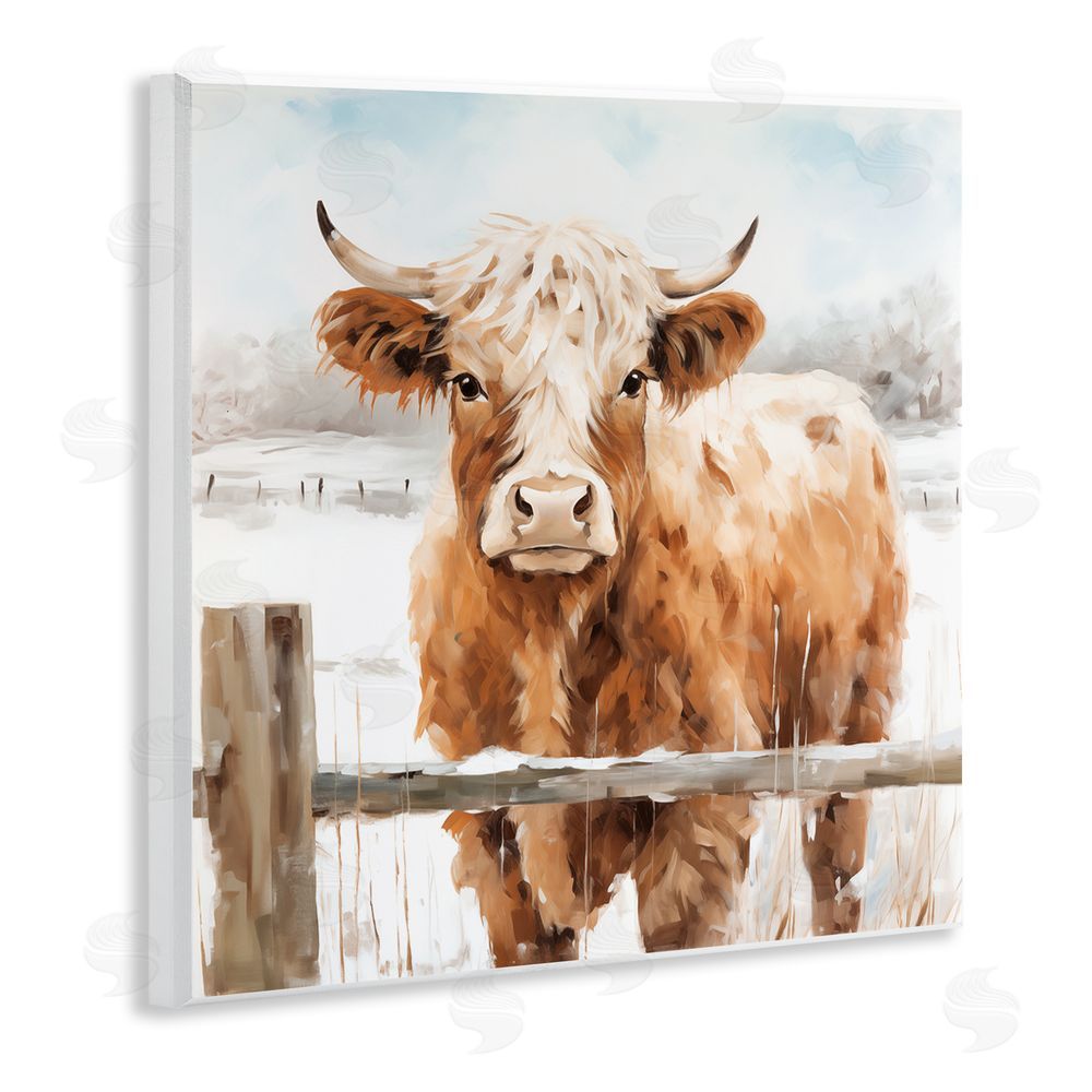 Heidi Kuntz Cattle at Snowy Fence Wall Plaque Art Print