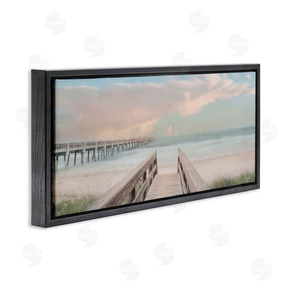 Lori Deiter Boardwalk to Pastel Ocean Black Floating Frame Canvas Wall Art Print