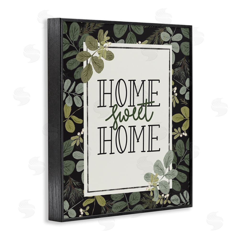 House Fenway Botanical Border Around Sweet Home Black Framed Giclee Wall Art Print
