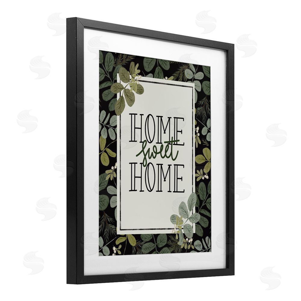 House Fenway Botanical Border Around Sweet Home Black Framed Print Under Glass Wall Art
