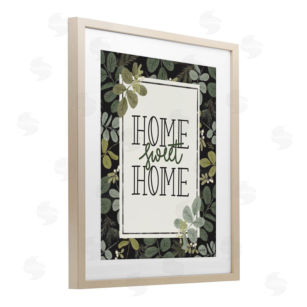 House Fenway Botanical Border Around Sweet Home Brown Framed Print Under Glass Wall Art