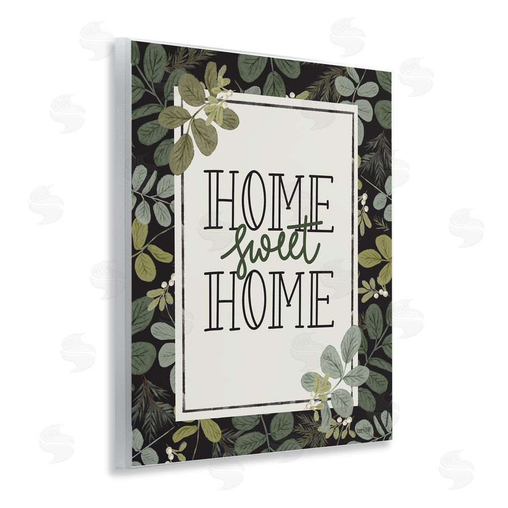 House Fenway Botanical Border Around Sweet Home Wooden Wall Plaque Art Print