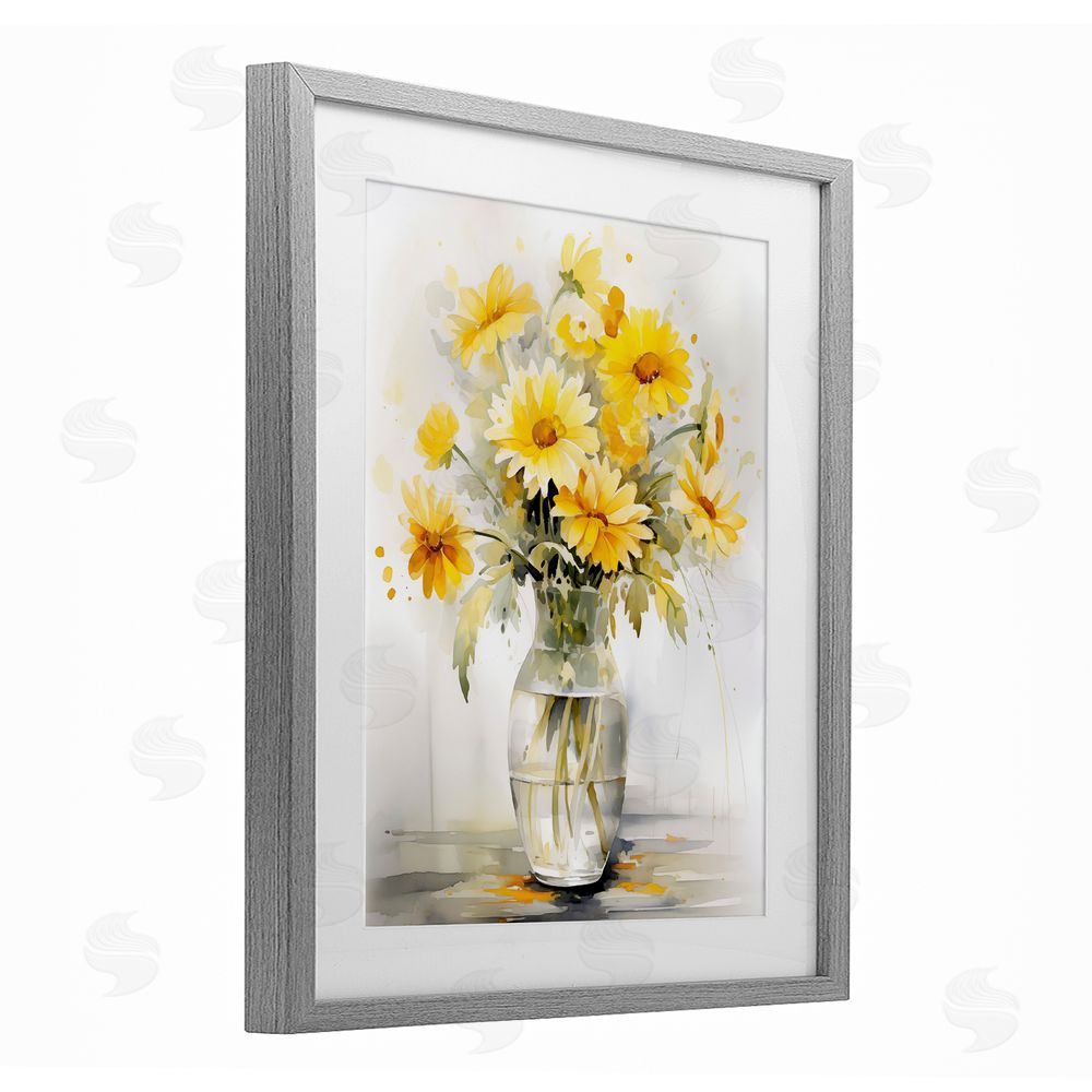 Heidi Kuntz Captured Sunlight Daisies Gray Framed Print Under Glass Wall Art