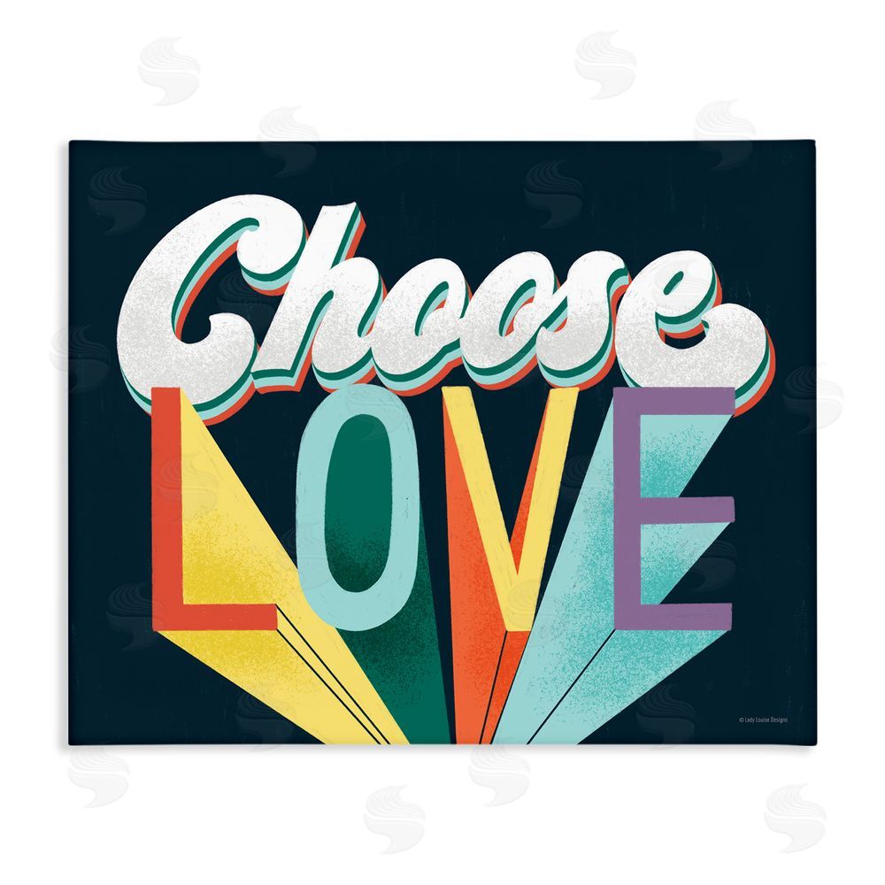 Pam Britton Choose Love Bold & Retro Stretched Canvas Wall Art Print