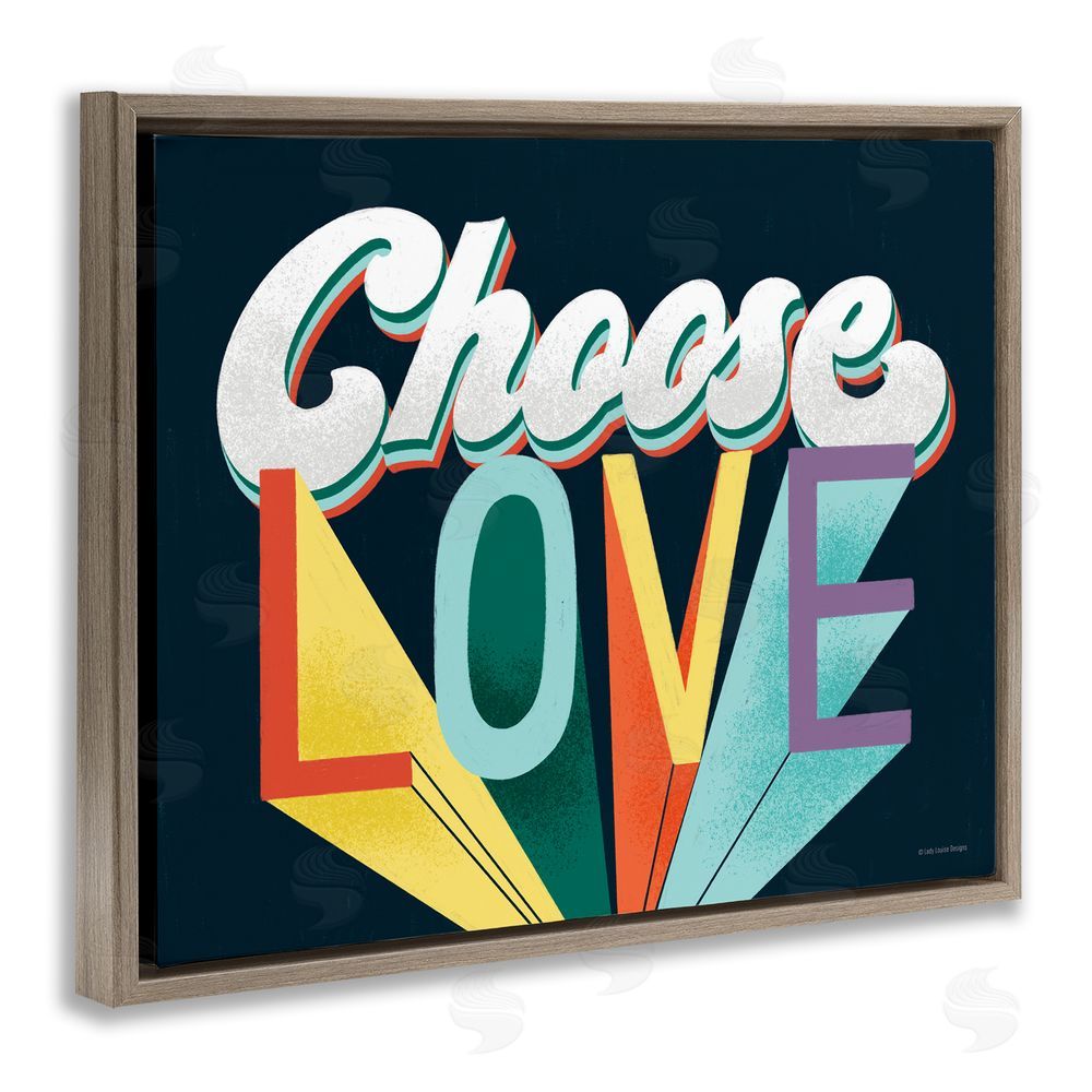 Pam Britton Choose Love Bold & Retro Brown Floating Frame Canvas Wall Art Print