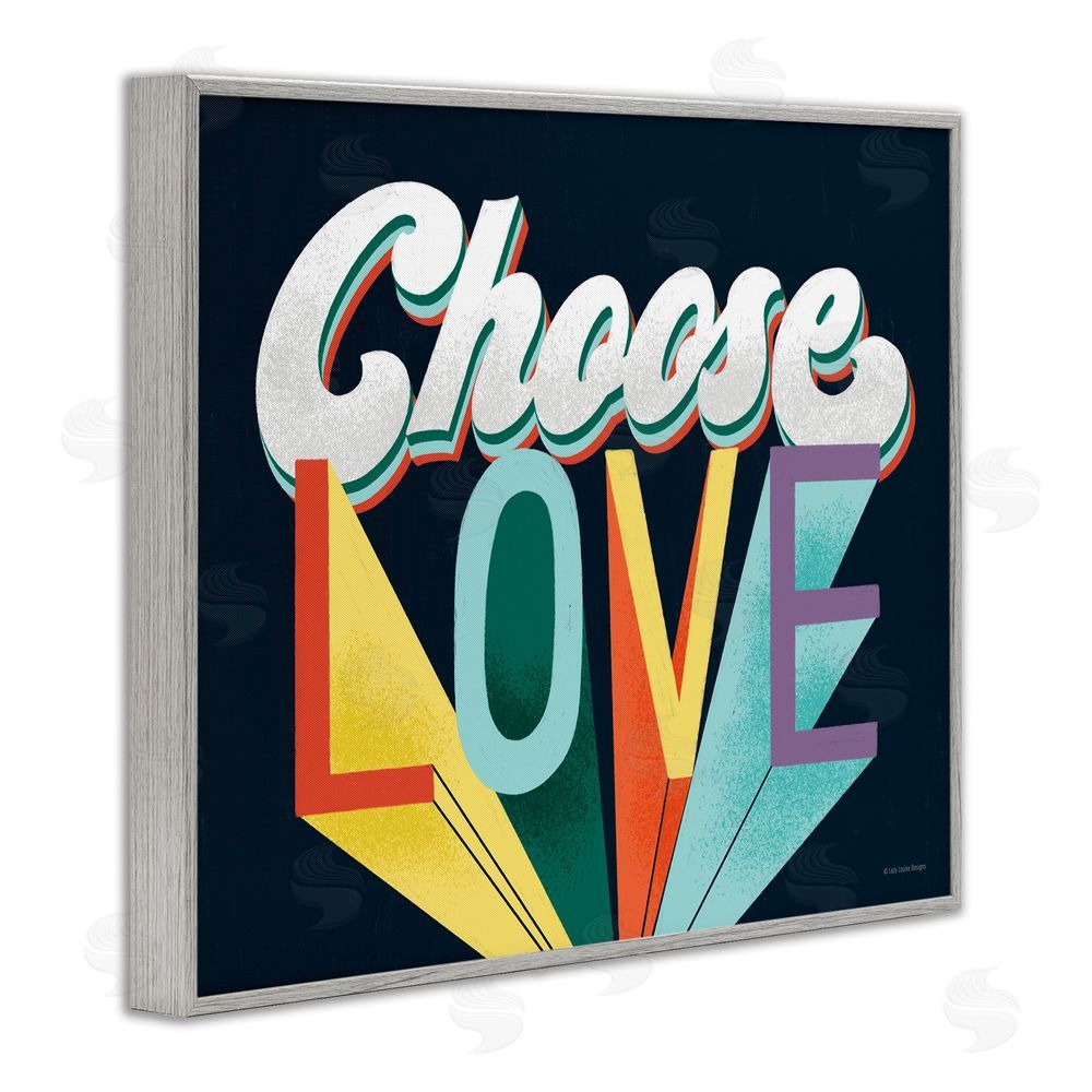 Pam Britton Choose Love Bold & Retro Gray Framed Giclee Wall Art Print