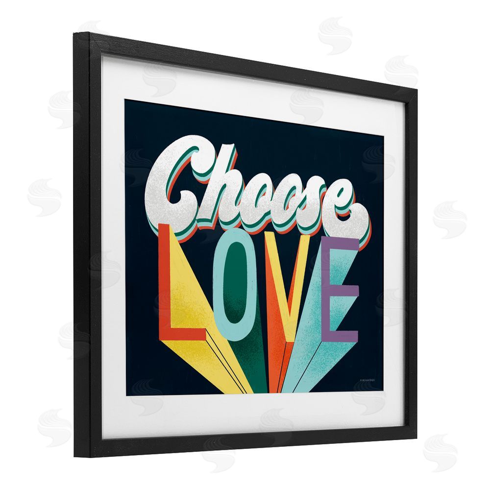 Pam Britton Choose Love Bold & Retro Black Framed Print Under Glass Wall Art