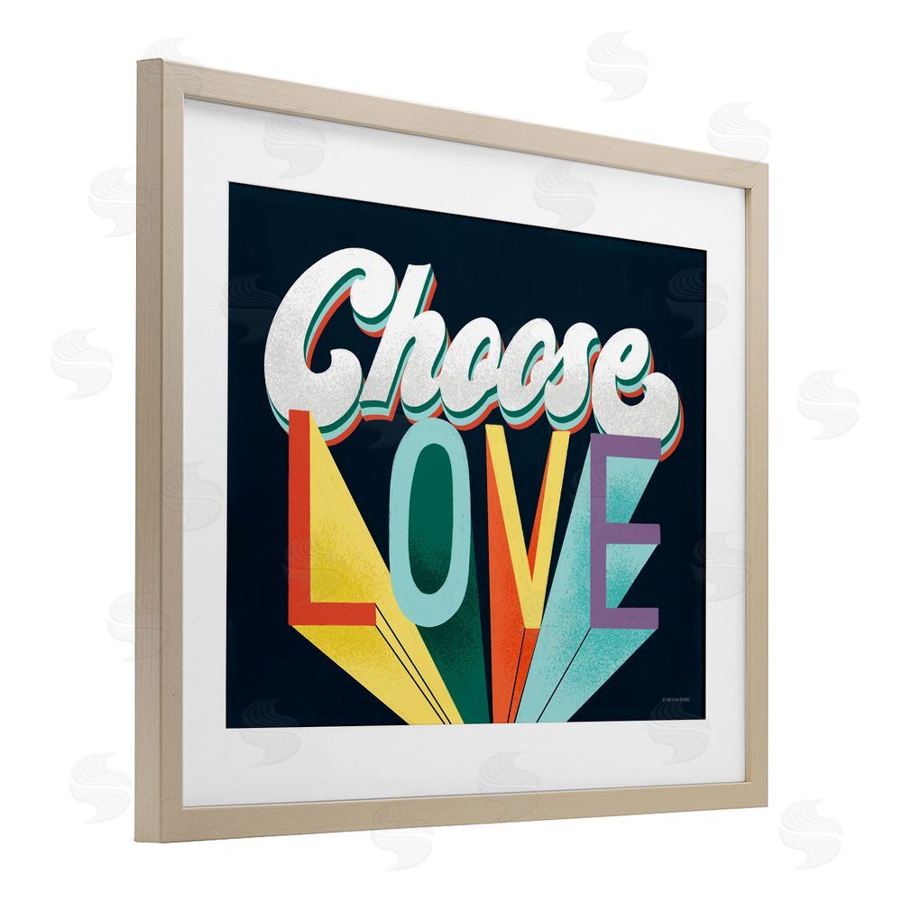 Pam Britton Choose Love Bold & Retro Brown Framed Print Under Glass Wall Art