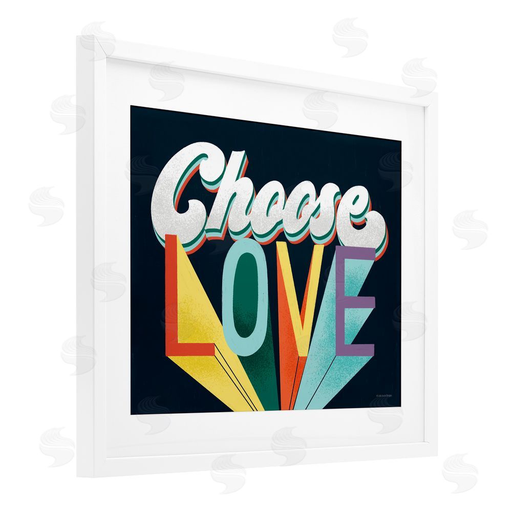 Pam Britton Choose Love Bold & Retro White Framed Print Under Glass Wall Art