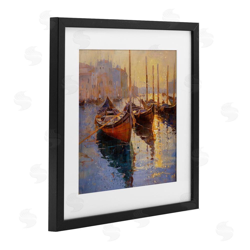 Marta Wiley Speckled Venice Boats Black Framed Print Under Glass Wall Art