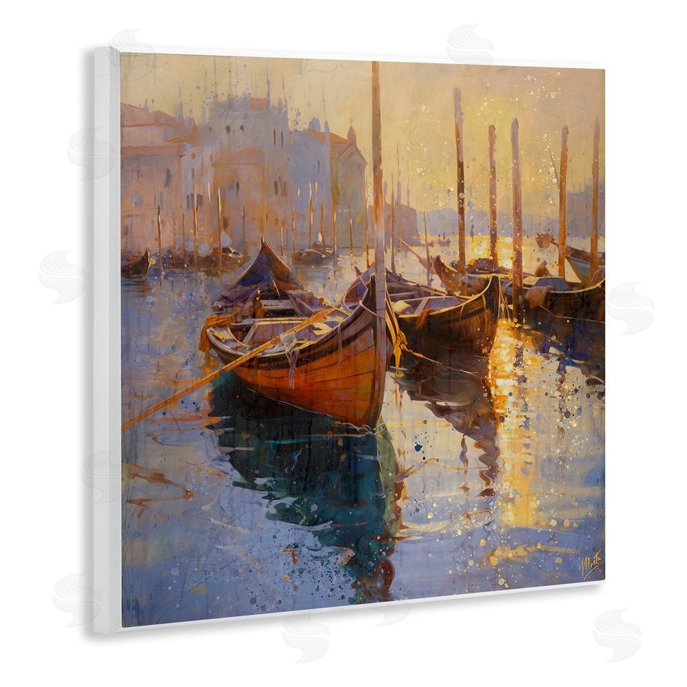 Marta Wiley Speckled Venice Boats Wooden Wall Plaque Art Print