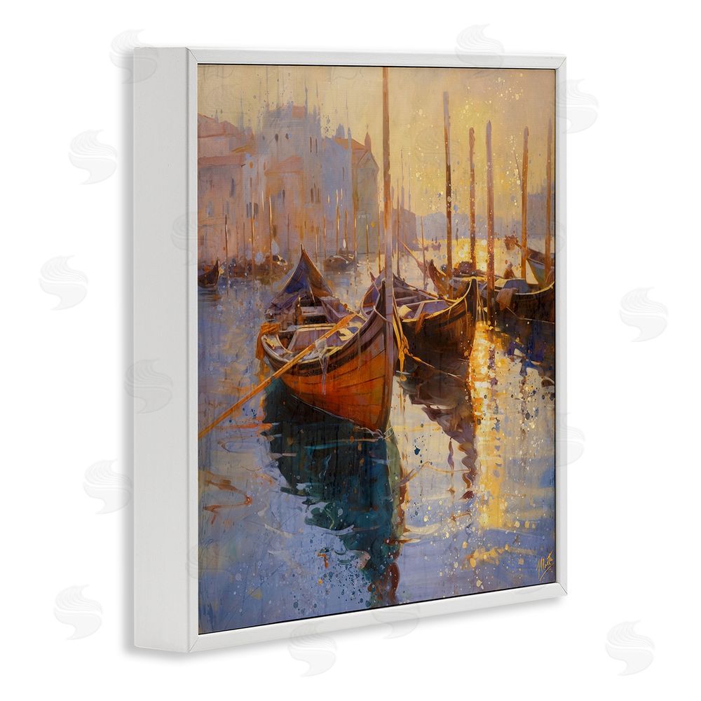 Marta Wiley Speckled Venice Boats White Framed Giclee Wall Art Print