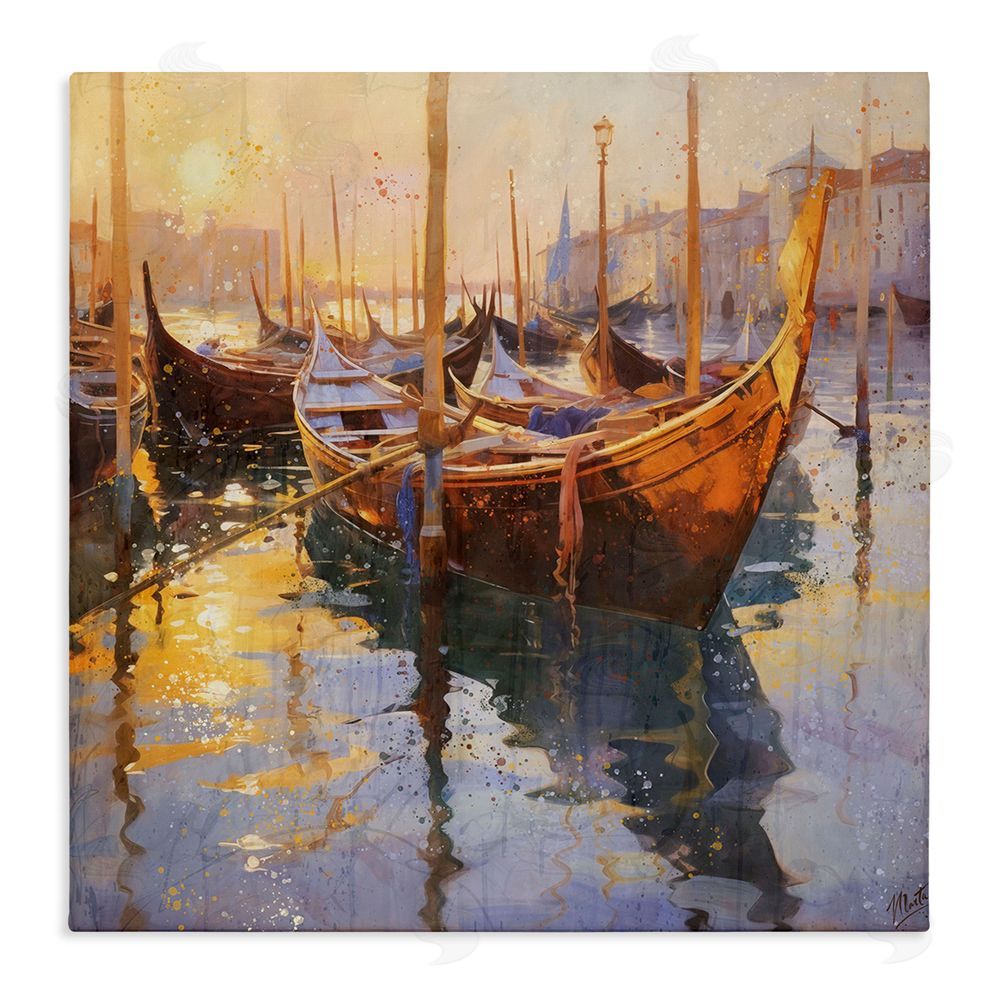 Marta Wiley Venetian Gondolas in Golden Light Stretched Canvas Wall Art Print