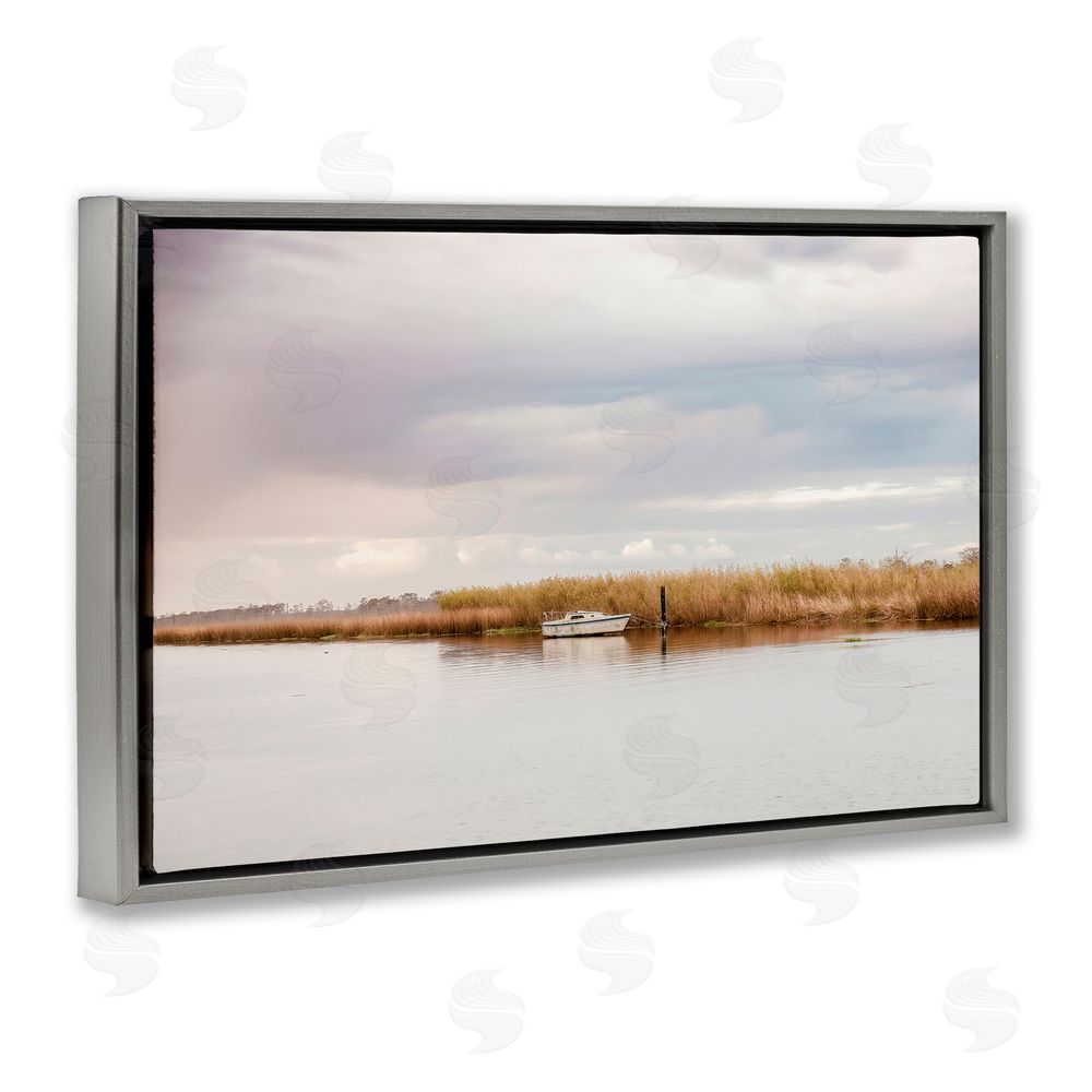 Christy Berry Magical Mooring Landscape Gray Floating Frame Canvas Wall Art Print