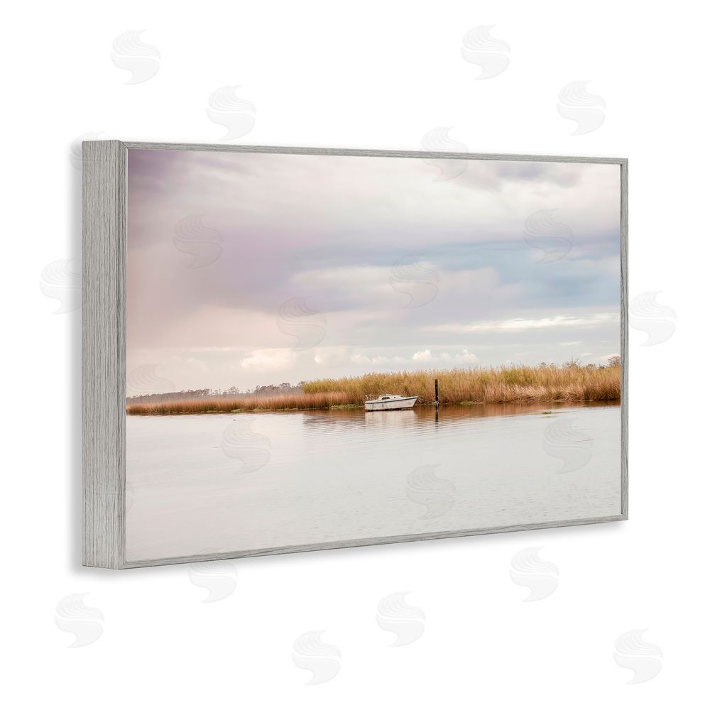 Christy Berry Magical Mooring Landscape Gray Framed Giclee Wall Art Print