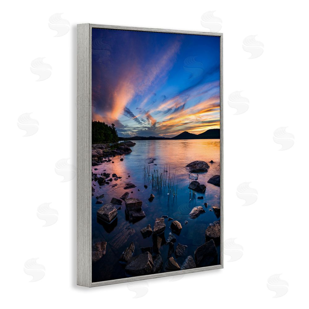 Jonathan Zaharek Sunrise on Piseco Lake Gray Framed Giclee Wall Art Print