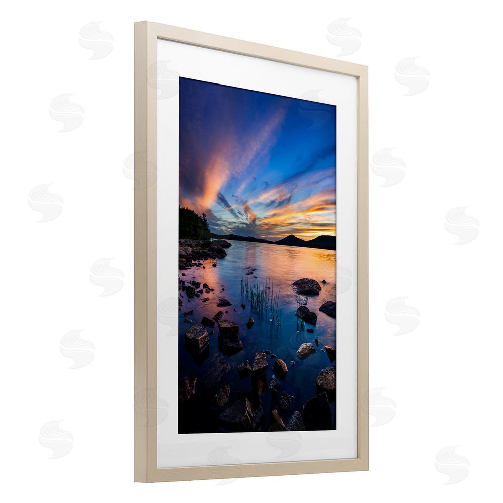 Jonathan Zaharek Sunrise on Piseco Lake Brown Framed Print Under Glass Wall Art