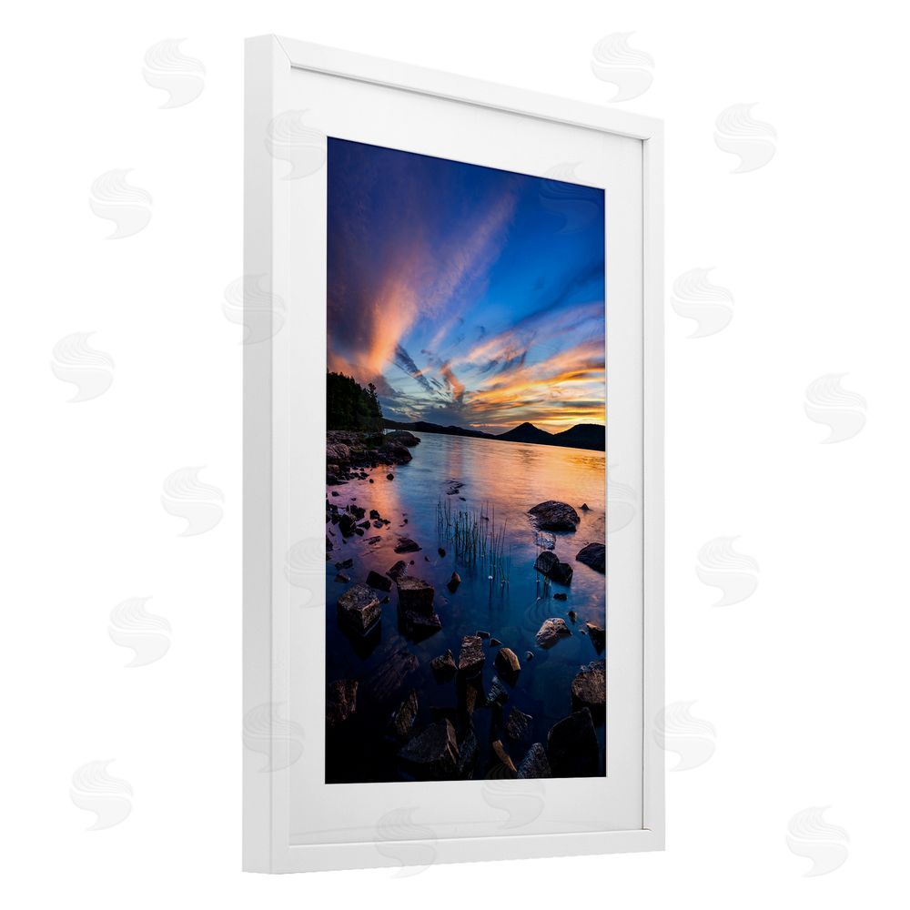Jonathan Zaharek Sunrise on Piseco Lake White Framed Print Under Glass Wall Art