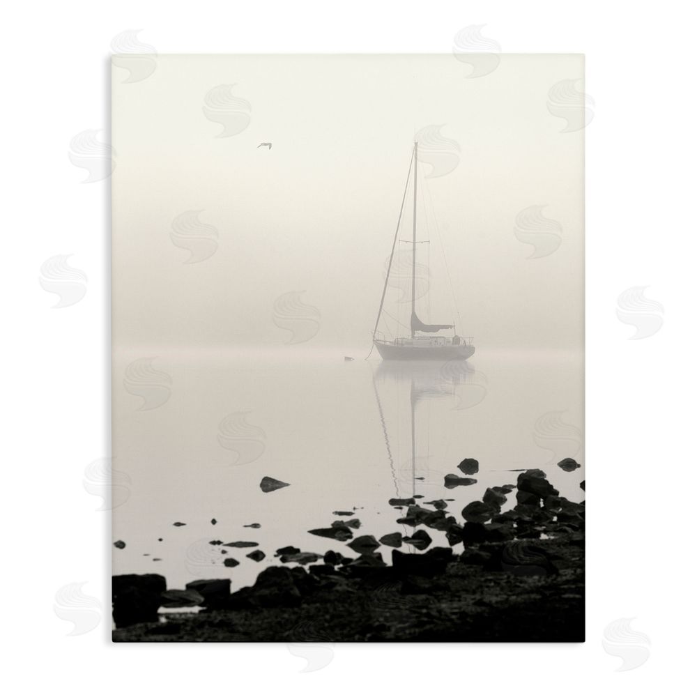 Nicholas Bell Moored In Fog Stretched Canvas Wall Art Print