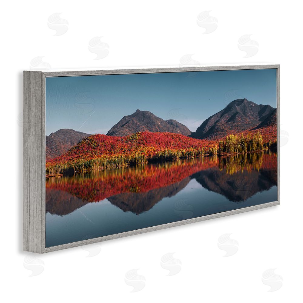Jonathan Zaharek Autumn Panorama Reflections Gray Framed Giclee Wall Art Print