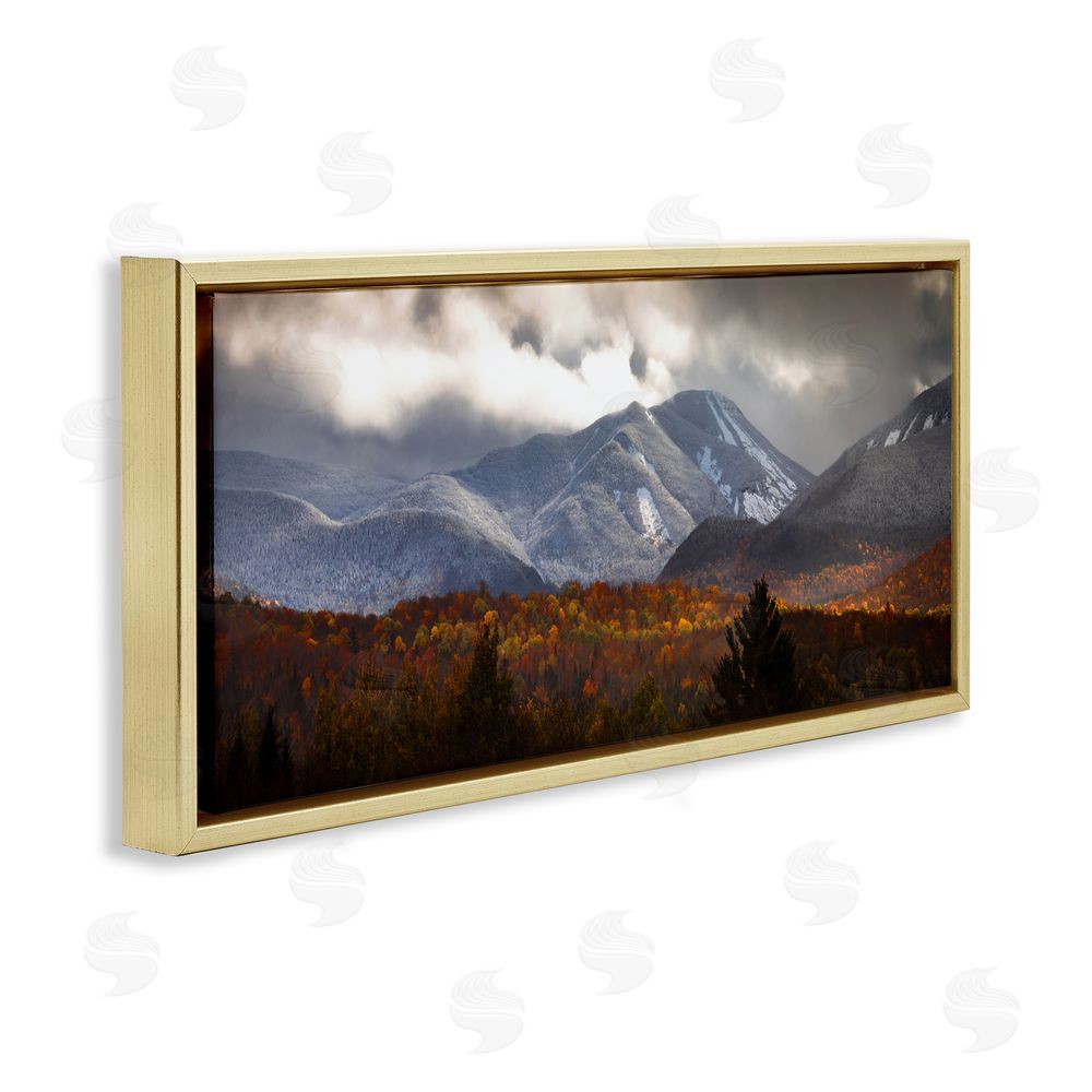 Jonathan Zaharek Colliding Seasons Mountainscape Gold Floating Frame Canvas Wall Art Print